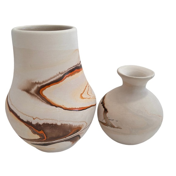 Vintage Nemadji Pottery Vase set of 3 in perfect condition - Picture 3 of 12